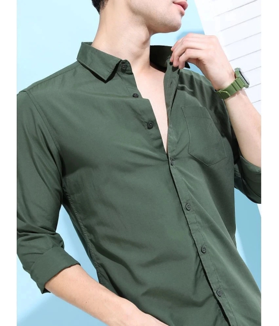 Ketch Polyester Slim Fit Solids Full Sleeves Mens Casual Shirt - Green ( Pack of 1 ) - None