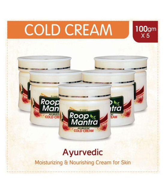 Roop Mantra Cold Cream 100gm, Pack of 5 (NON STICKY COLD CREAM, Moisturizing Cream with Natural Ingredients, Kesar Malai Body Cream)