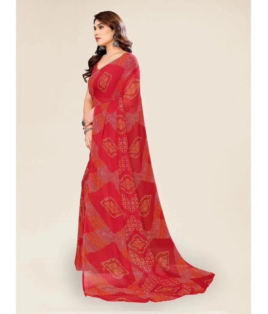 ANAND SAREES Georgette Printed Saree With Blouse Piece - Red ( Pack of 1 ) - Red