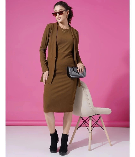 Selvia Lycra Solid Knee Length Womens Bodycon Dress - Brown ( Pack of 1 ) - None