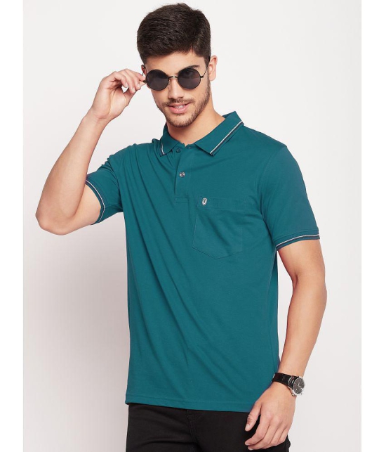 UNIBERRY - Teal Blue Cotton Blend Regular Fit Mens Polo T Shirt ( Pack of 1 ) - None