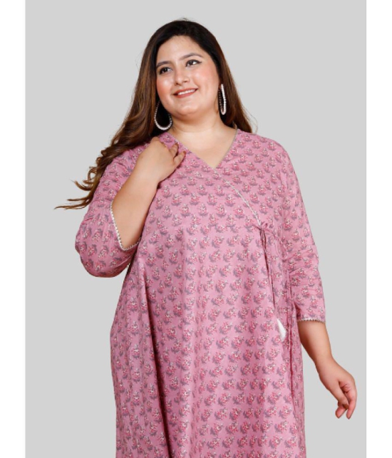 miravan - Pink Cotton Women's Angrakha Kurti ( Pack of 1 ) - None