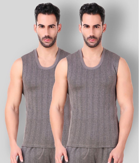 Hap Kings - Grey Cotton Blend Mens Thermal Tops ( Pack of 2 ) - None