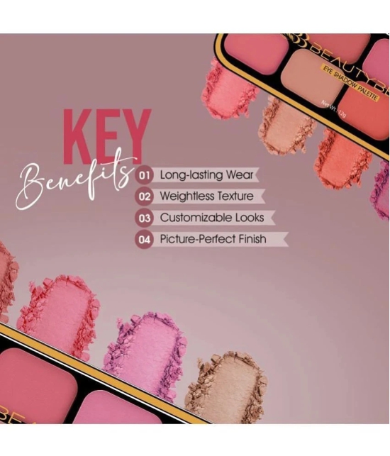 Beauty Berry Matte Eyeshadow & Blusher Palette 8 Highly Pigmented Shades for Eye Makeup (Shade - 02)