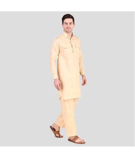 Preen Beige Cotton Blend Regular Fit Mens Pathani Suit ( Pack of 1 ) - None