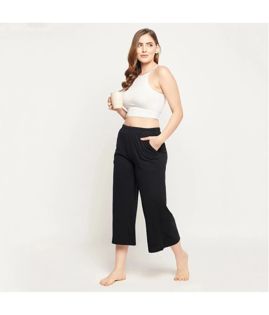 Clovia - Black Cotton Blend Womens Nightwear Night Capris ( Pack of 1 ) - None