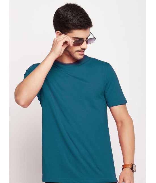 UNIBERRY Cotton Blend Regular Fit Solid Half Sleeves Mens T-Shirt - Teal ( Pack of 1 ) - None