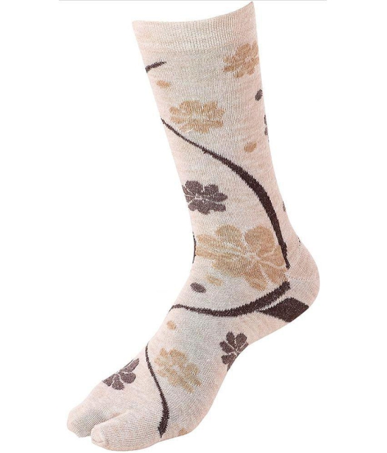 Creature Women's Brown Woolen Floral Leg Warmer Full Length Socks ( Pack of 3 ) - None