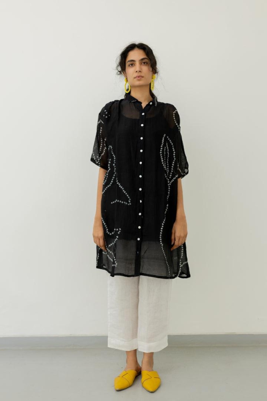 Black Bandhani Tunic with pants-M