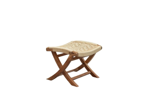 Orchid Homez Hand Woven Lounge Chair Solid Wood Outdoor Chair with Stool (Natural, Pre-Assembled) (Off White)