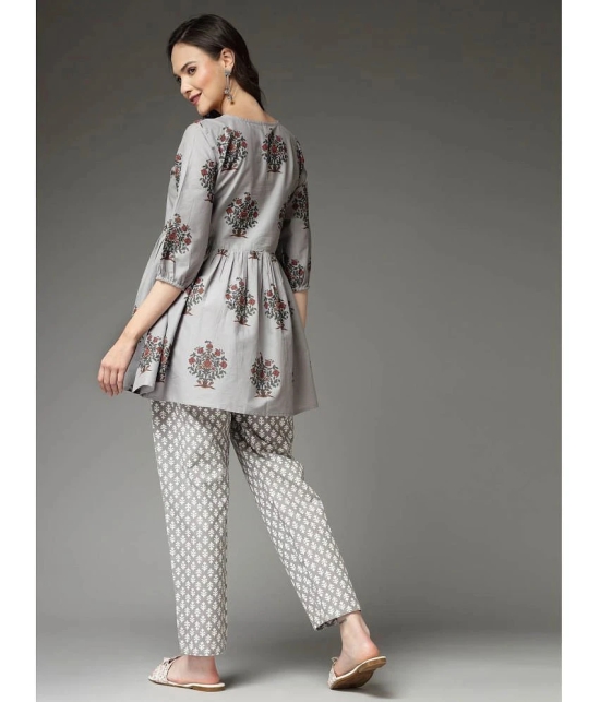 Stylum Dark Grey Printed Pant Top Set - None