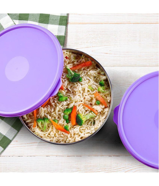 Oliveware - Steel Purple Food Container ( Set of 4 ) - Purple