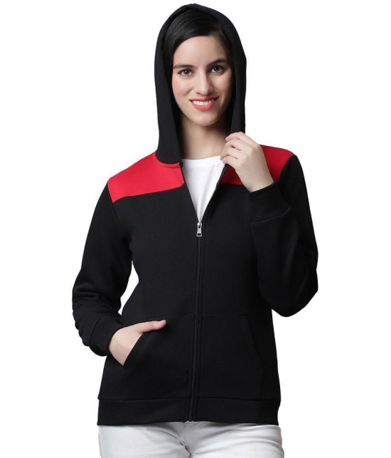 Rute Cotton - Fleece Black Hooded Sweatshirt - None