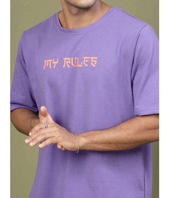 Rigo Cotton Blend Oversized Fit Printed Half Sleeves Mens T-Shirt - Purple ( Pack of 1 ) - None