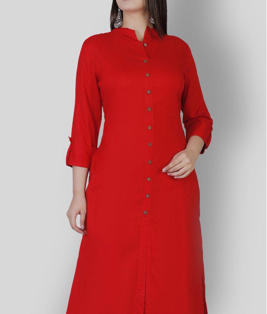 Doriya - Red Rayon Women's Front Slit Kurti - None