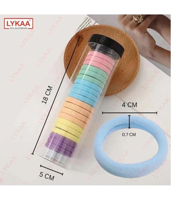 Lykaa Soft & Stretchable Cotton Elastic Seamless Thick Hair Rubber Bands Hair Band - Pack of 20 - Multi