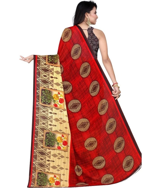 LEELAVATI - Red Georgette Saree With Blouse Piece ( Pack of 1 ) - Red