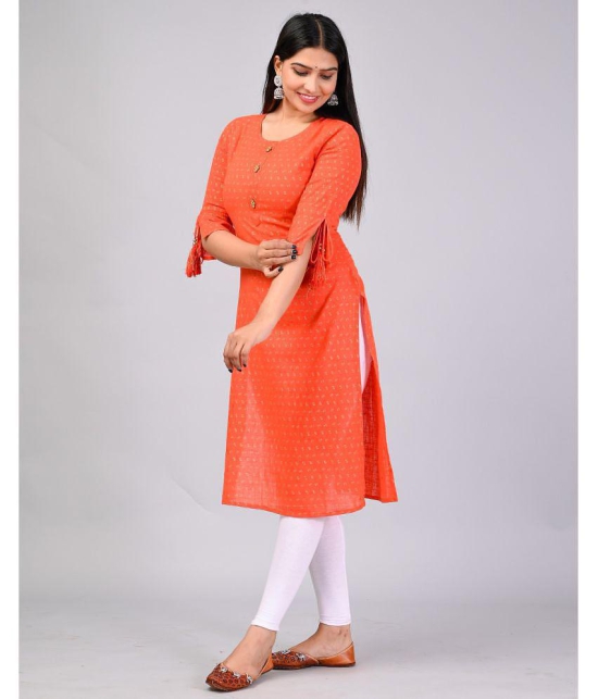 MAUKA Rayon Printed Straight Women's Kurti - Orange ( Pack of 1 ) - None