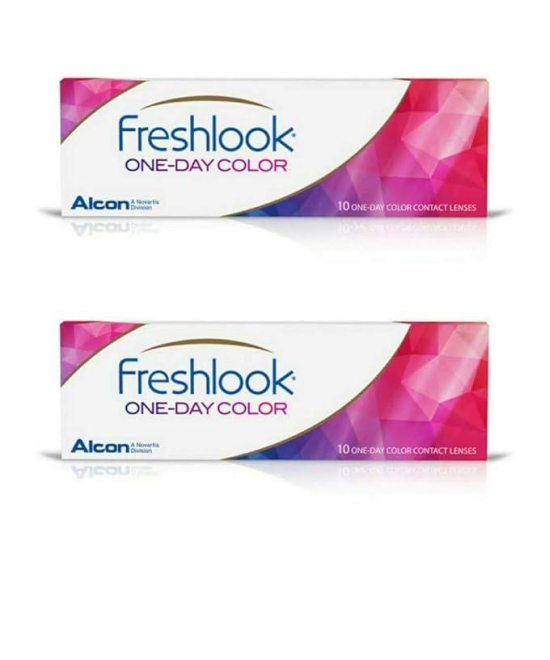 ALCON Freshlook One-Day Color Powerless 10 Lens + 10 Lens (Grey, Pure Hazel)-Green + Blue