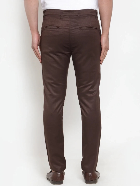 Indian Needle Men's Brown Solid Formal Trousers-32 / Brown