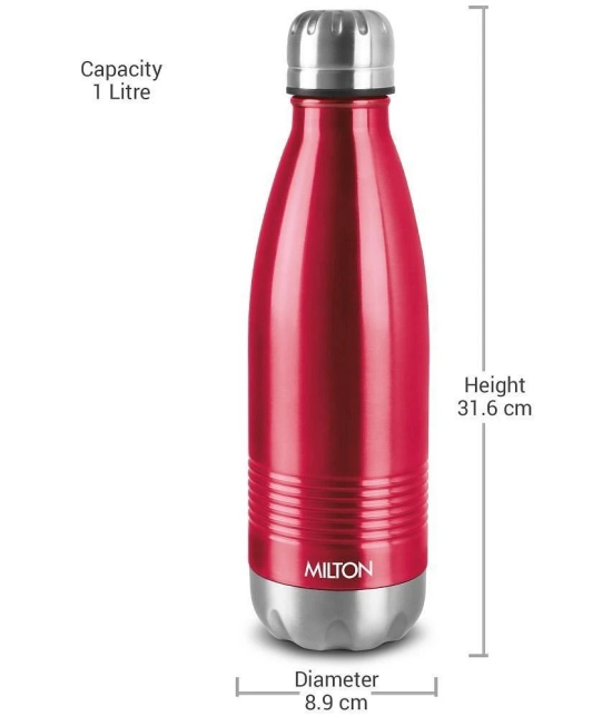 Milton Duo DLX 1000 Thermosteel 24 Hours Hot and Cold Water Bottle, 1 Litre, Maroon | Leak Proof | Office Bottle | Gym | Home | Kitchen | Hiking | Trekking | Travel Bottle - Maroon