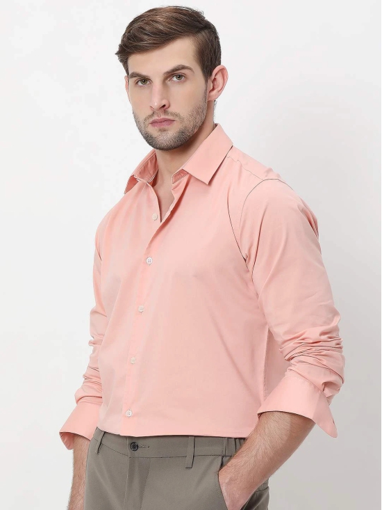 Pink Stretch Plain Slim Fit Casual Shirt