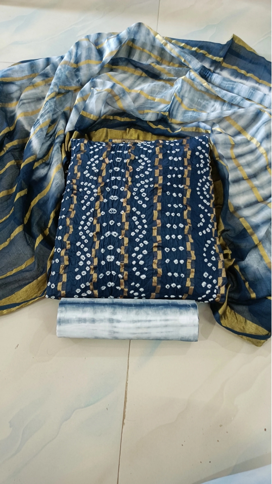  D K LIFESTYLE blue bandhej dress material