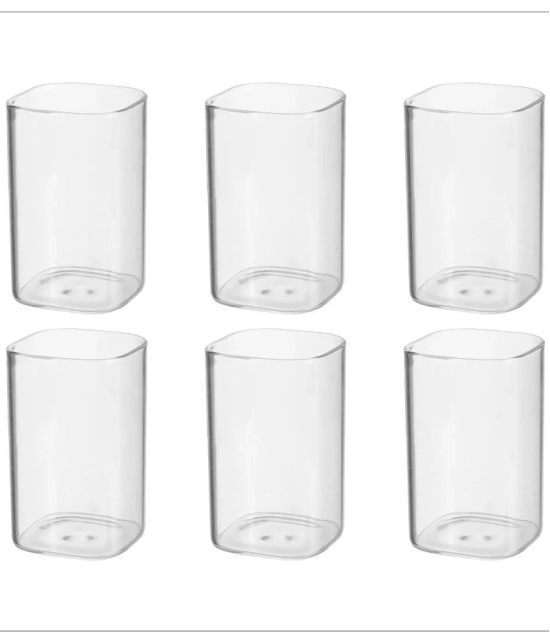 Treo by Milton V Square Borosilicate Glass Tumbler Set of 6, 280 ml Each, Transparent | Dishwasher Safe| Serve Whiskey | Wine | Juices | Cold Drinks | Water | Cocktails | Mixed Drinks