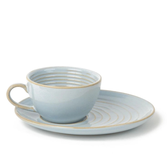 Bodhi House Porcelain Cup and Saucer Set for Tea Coffee, Espresso, Cappuccino, Latte, Cafe Mocha | Suitable for Home, Office and Restaurant | Microwave Safe | Chip Resistance | Spanish White, 250 Ml