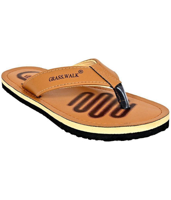 GRASS WALK - Tan Mens Thong Flip Flop - None