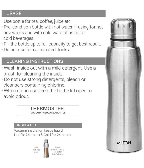 Milton Verve 400 Thermosteel 24 Hours Hot and Cold Water Bottle, 380 ml, Silver - Silver