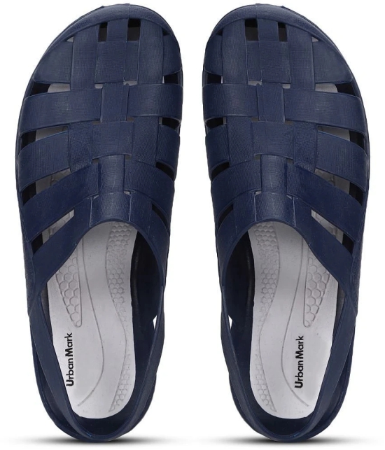 UrbanMark Men Perforated Water-Resistance Clog Sandals- Navy - None