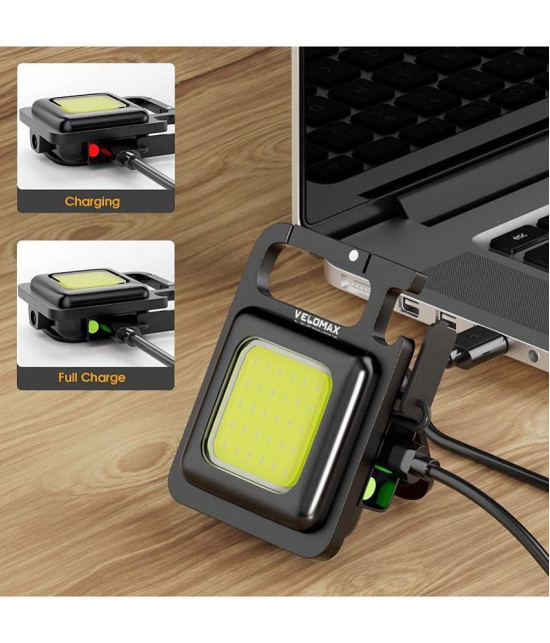 Gatih Bright Mini Keychain Light, Small Led Flashlight USB Rechargeable, 4 Modes, 800 Lumens, Portable Pocket Lights with Folding Bracket Bottle Opener and Magnet - Yellow