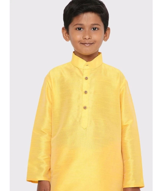 Maharaja - Yellow Silk Boys Kurta Sets ( Pack of 1 ) - None