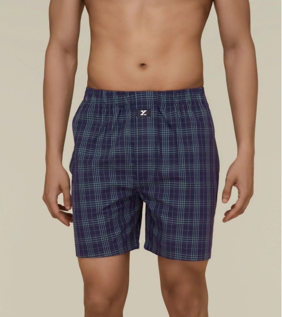 Checkmate Combed Cotton Boxer Shorts Storm Blue XXL