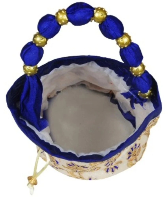 SUNESH CREATION Blue Silk Potli - Blue