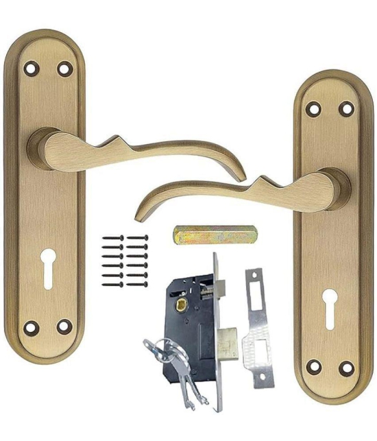 ONMAX Steel Premium Range Lock Mortise Door Lock Set Size 7 Inch Double Action Aluminium Latch Aluminium Bhogli Antique Brass 6 Lever for House Hotel Bedroom Living Room Main Door Pack of 1 