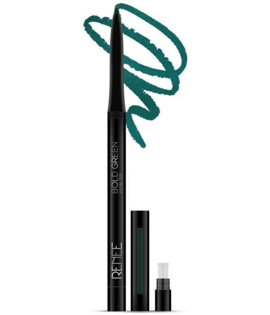 RENEE Bold Green Kajal Pen with Sharpener 24 Hrs Stay Long Lasting Kohl Pencil 0.35gm