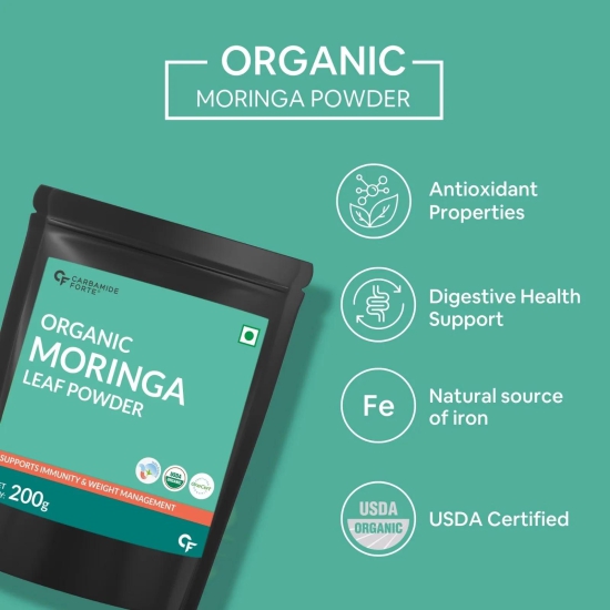 CF 100% Organic Moringa Powder - Moringa Oleifera - USDA Certified Organic Moringa for Immunity, Digestion & Energy - 200g Veg Powder