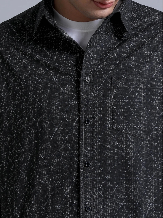 Premium Men Shirt, Regular Fit, Pure Cotton, Full Sleeve, Printed, Charcoal Grey-XXL / Charcoal Grey