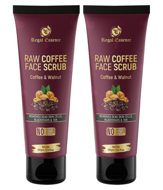 Regal Essence Raw Coffee Face Scrub for Women & Men with Walnut,Removes Dead Skin Cell, Blackheads,100gn(Pack of 2)