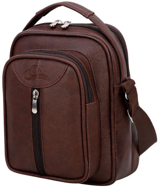 Leather Gifts Messenger Bag Brown  - Brown