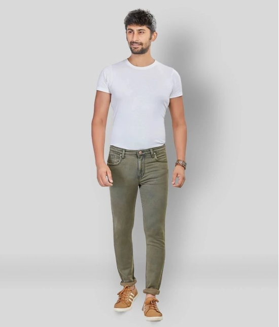 HJ HASASI - Olive Green Cotton Blend Regular Fit Mens Jeans ( Pack of 1 ) - None