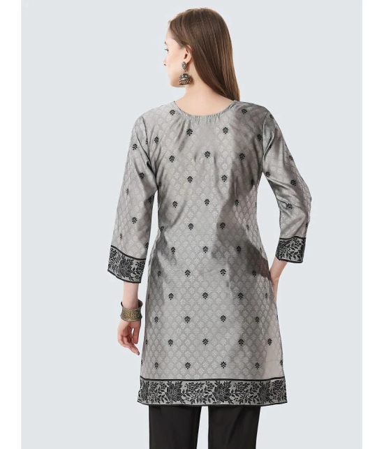 Meher Impex Art Silk Printed Straight Womens Kurti - Grey ( Pack of 1 ) - None