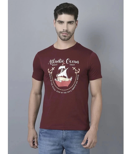 Dollar Cotton Blend Regular Fit Printed Half Sleeves Mens T-Shirt - Maroon ( Pack of 1 ) - None