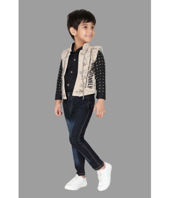 DKGF Fashion - Beige Cotton Blend Boys Shirt & Jeans ( Pack of 1 ) - None