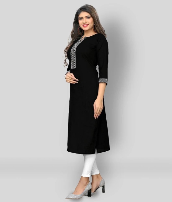 Vbuyz - Black Cotton Womens Straight Kurti ( Pack of 1 ) - L