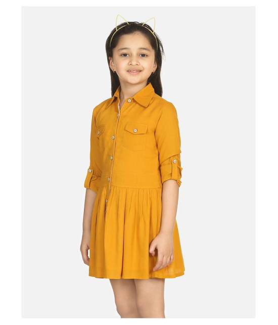 Naughty Ninos - Yellow Cotton Girls Shirt Dress ( Pack of 1 ) - None