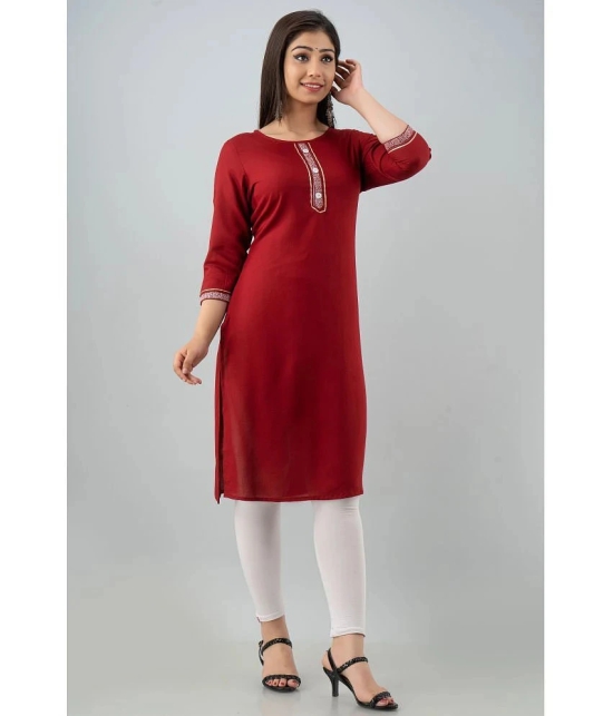 Frionkandy - Maroon Rayon Womens Straight Kurti ( Pack of 1 ) - None