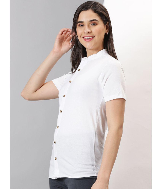 GESPO - White Cotton Blend Womens Shirt Style Top ( Pack of 1 ) - None